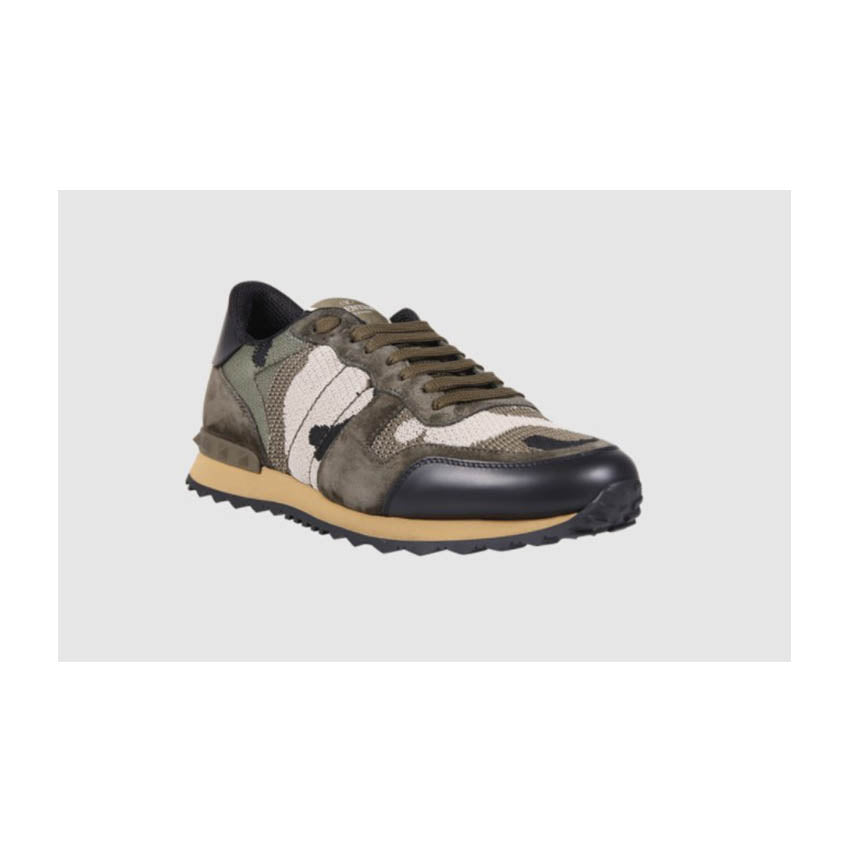 Valentino Rockrunner Camouflage-Print Canvas, Leather and Suede Green low  top sneakers - Sneak in Peace